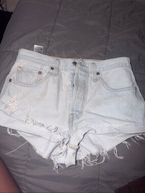 Levi's Light Blue Distressed Denim Cutoff Shorts